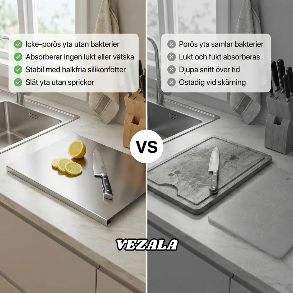 StålRen™ | Hygienisk & Bakterietålig Skärbräda i Rostfritt Stål