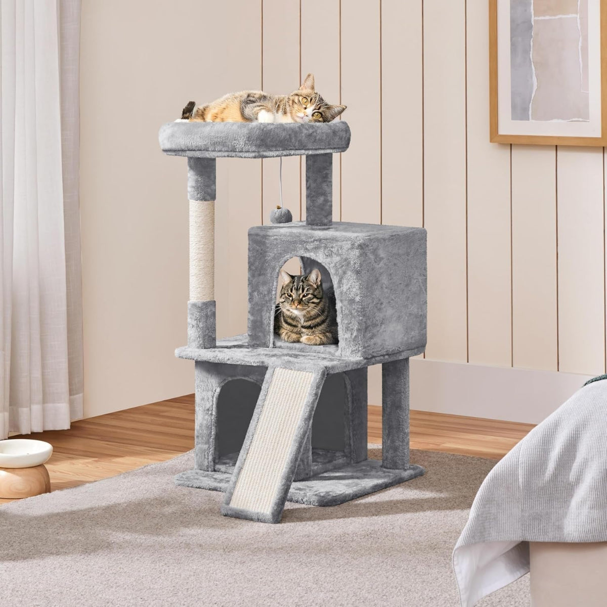 PAWLOFT™ Cat Tower – Luxe krabpaal met dubbele huisjes &amp; zachte ligplaatsen