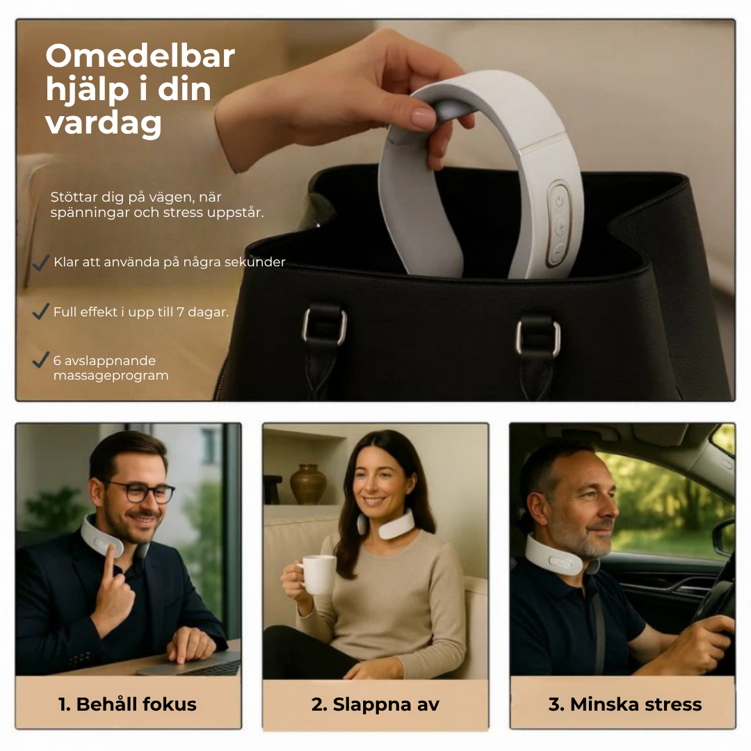 NeckRelieve Pro™ | 11-in-1  Avslappning för nacken på 15 minuter – var du än är