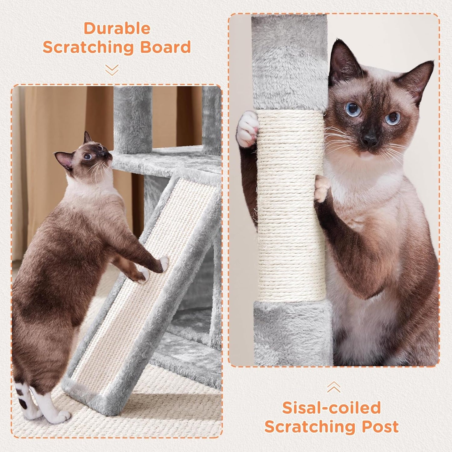 PAWLOFT™ Cat Tower – Luxe krabpaal met dubbele huisjes &amp; zachte ligplaatsen