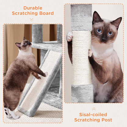 PAWLOFT™ Cat Tower – Luxe krabpaal met dubbele huisjes &amp; zachte ligplaatsen