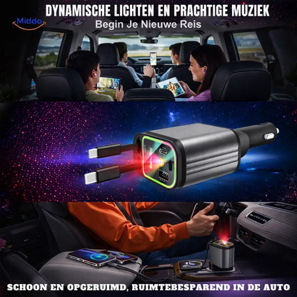 VoltDrive™ Starlight Edition – 4-i-1 billaddare med blixtsnabb 120W laddning