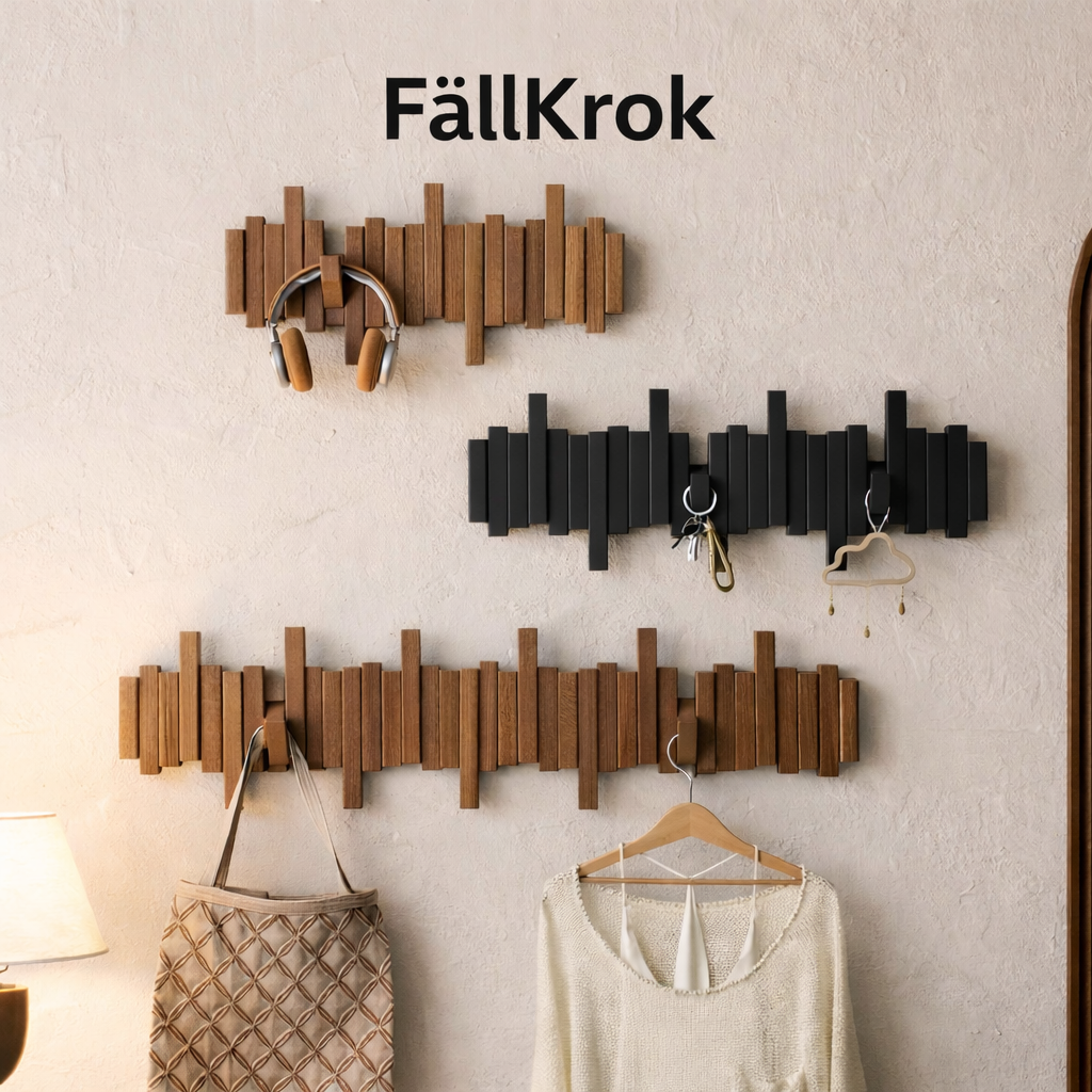 NordKrok™ | Stilren Utfällbar Väggkrok i Trä
