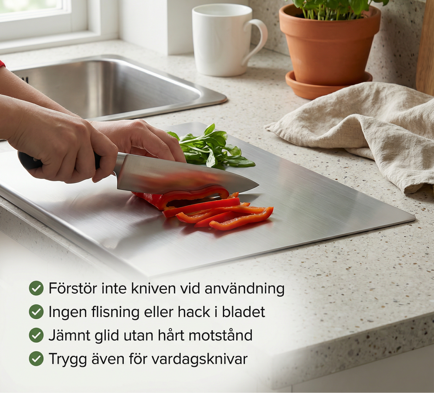 StålRen™ | Hygienisk & Bakterietålig Skärbräda i Rostfritt Stål