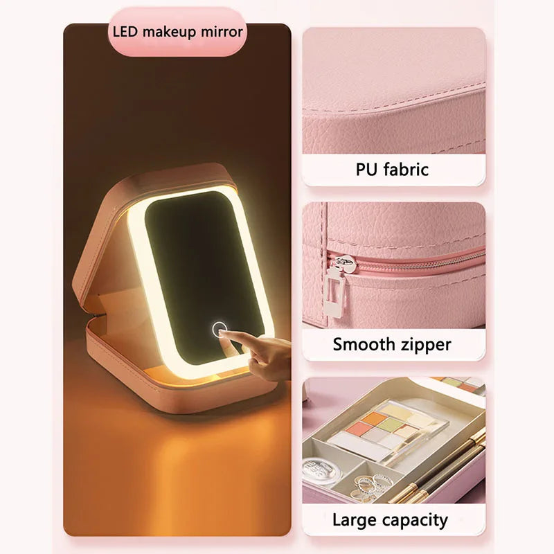 LUMIREL™ Draagbare LED Make-upspiegel – Verstelbare helderheid &amp; oplaadbaar (Compact Travel Design)