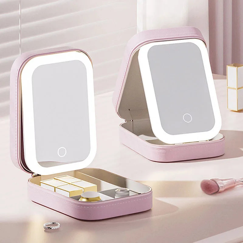 LUMIREL™ Draagbare LED Make-upspiegel – Verstelbare helderheid &amp; oplaadbaar (Compact Travel Design)