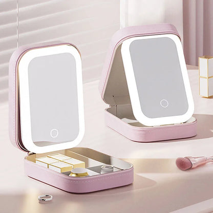 LUMIREL™ Draagbare LED Make-upspiegel – Verstelbare helderheid &amp; oplaadbaar (Compact Travel Design)