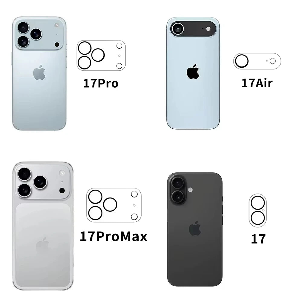 4Pcs Camera Lens Protectors Glass For iPhone 17 Pro Max 14 15 16 Plus 17 Air 13 12 Mini 11 Protective Film For iPhone 17 Pro Max