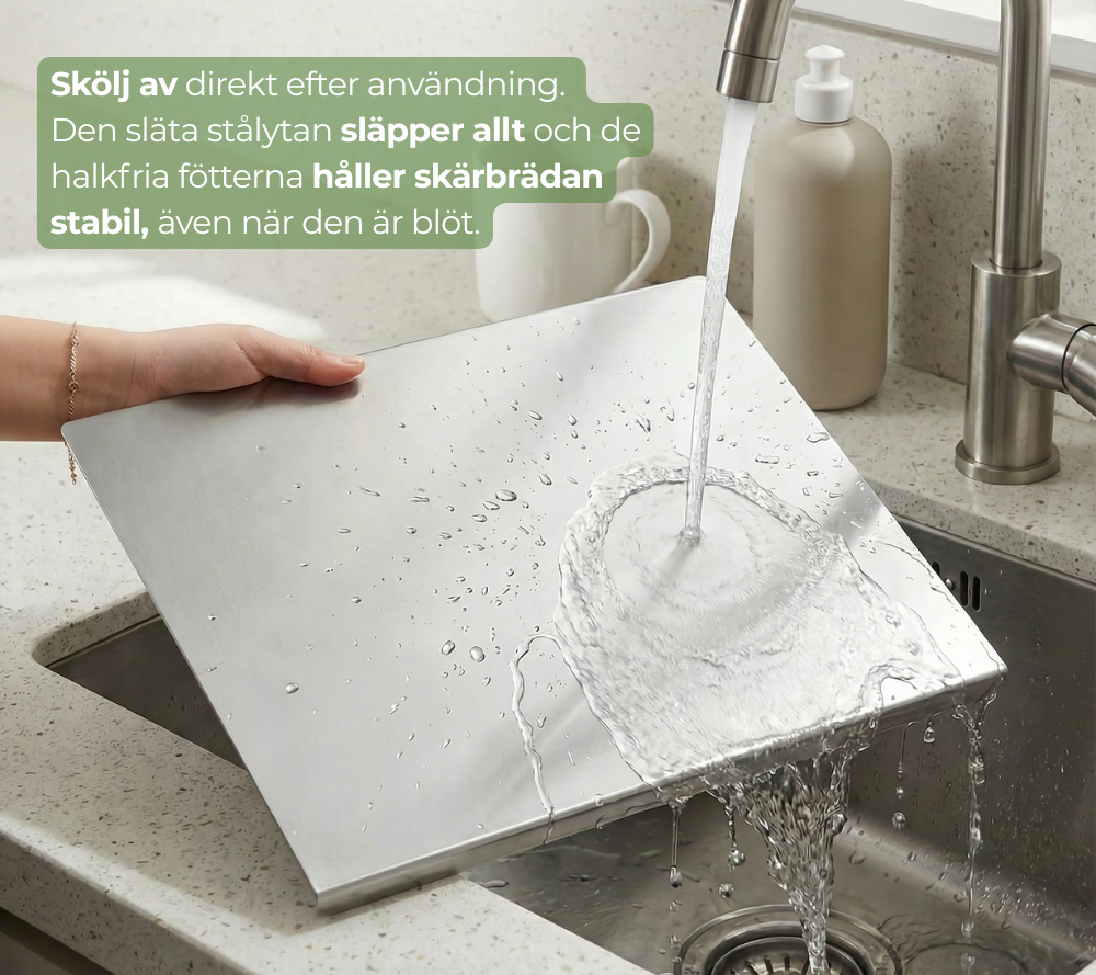 StålRen™ | Hygienisk & Bakterietålig Skärbräda i Rostfritt Stål