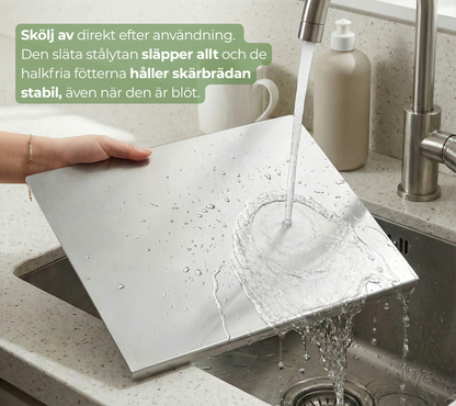 StålRen™ | Hygienisk & Bakterietålig Skärbräda i Rostfritt Stål