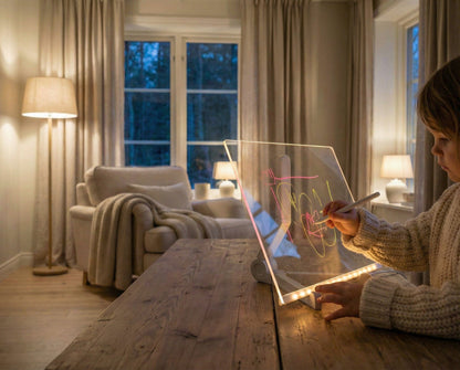 GlowCraftBoard™ | Ett strålande notisboard för kreativitet, idéer och vardagsbudskap – älskat av både barn och vuxna