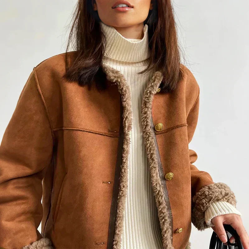 Shearling Chic™| – Lyxig damjacka i fårskinn