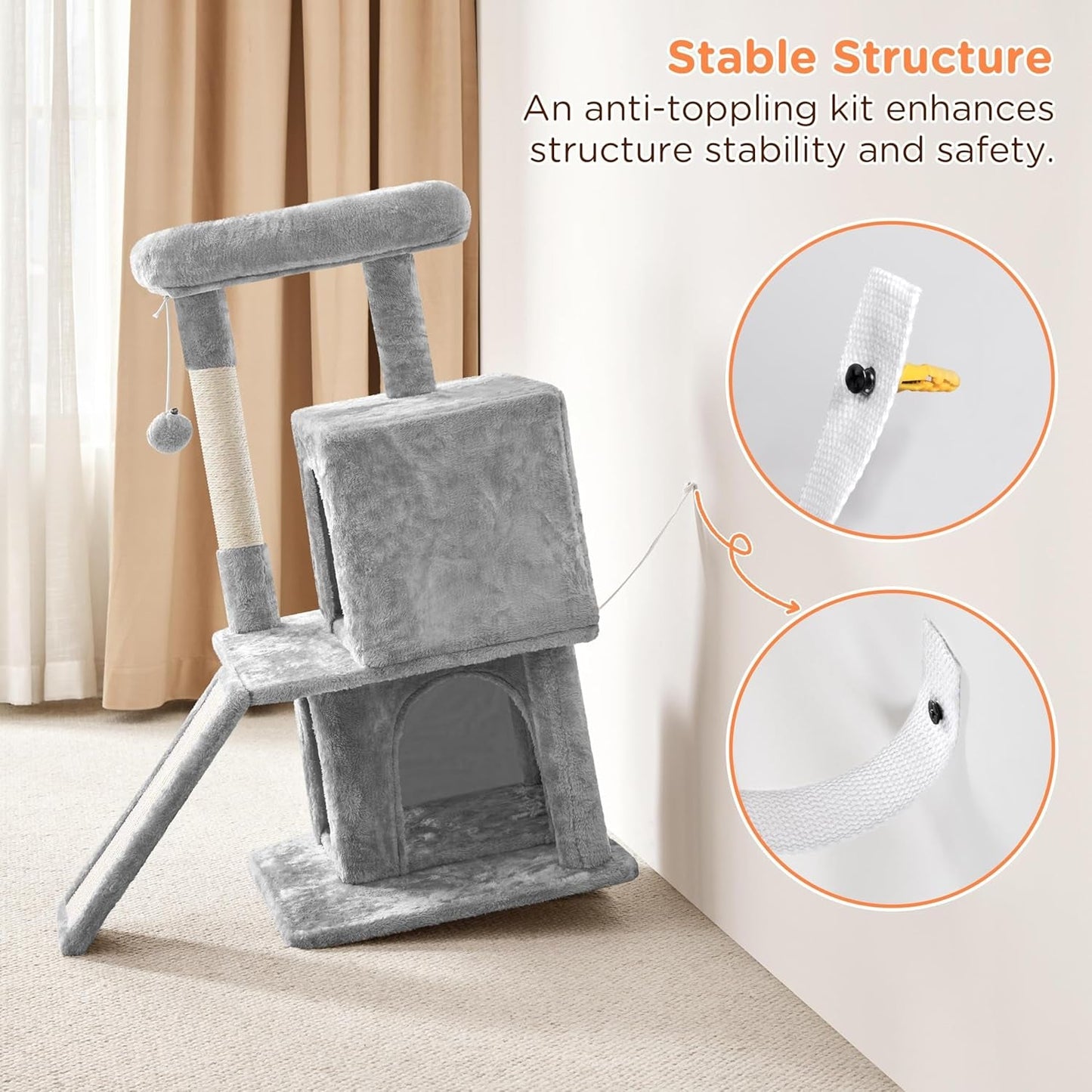 PAWLOFT™ Cat Tower – Luxe krabpaal met dubbele huisjes &amp; zachte ligplaatsen