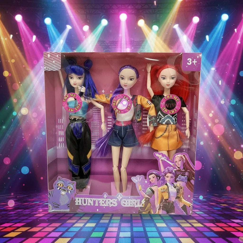 StarVibe™ | K-Pop Hunter Dockor med Sångfunktion – 3-Pack