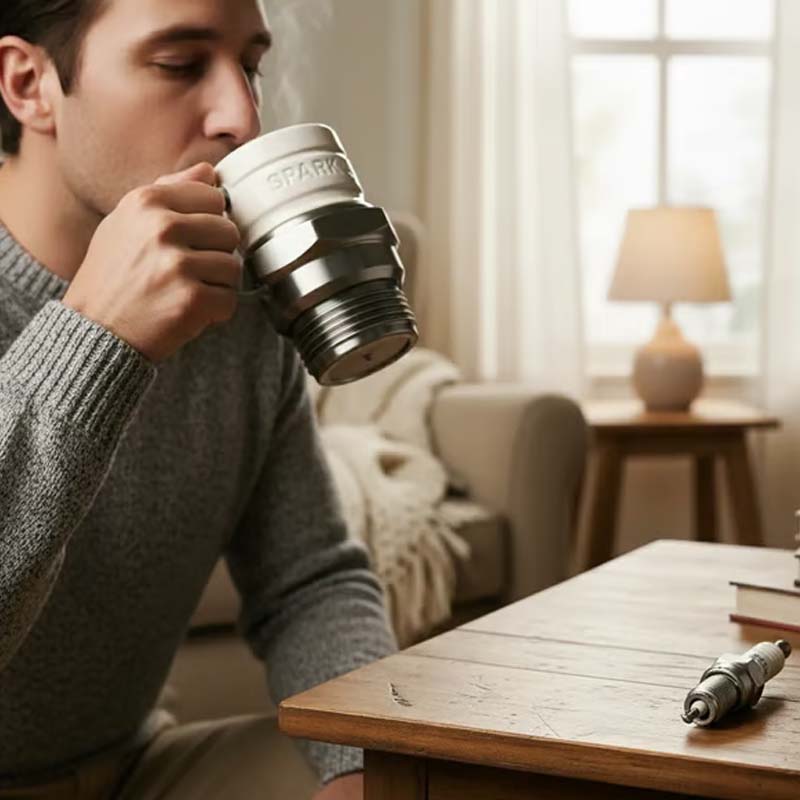 Ignitra™ | Tändstiftskaffemugg – Den perfekta presenten för varje bilentusiast, med en lekfull twist för kontoret och vardagsbruk